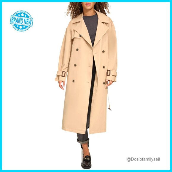 Classic Oversized Trench Coat Waterproof Lightweight Chic Belted Adjustable